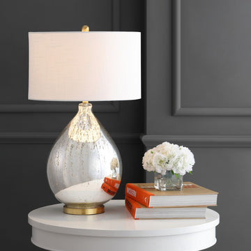 Sasha 30.75" Glass/Metal LED Table Lamp - JONATHAN Y